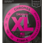 D'Addario ECB81-5 Chromes Flatwound Bass Guitar Strings - .045-.132 Regular Light Long Scale 5-string