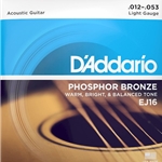 D'Addario EJ16 Phosphor Bronze Acoustic Guitar Strings - .012-.053 Light