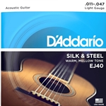 D'Addario EJ40 Silk and Steel Folk Acoustic Guitar Strings - .011-.047 Light