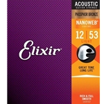 Elixir 16052 Nanoweb Phosphor Bronze Acoustic Guitar Strings - .012-.053 Light