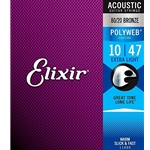 Elixir Strings 11000 Polyweb 80/20 Bronze Acoustic Guitar Strings - .010-.047 Extra Light