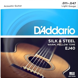 D'Addario EJ40 Silk and Steel Folk Acoustic Guitar Strings - .011-.047 Light