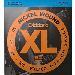 D'Addario EXL160 Nickel Wound Bass Guitar Strings - .050-.105 Medium Long Scale