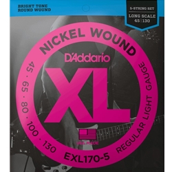 D'Addario EXL170-5 Nickel Wound Bass Guitar Strings - .045-.130 Regular Light, Long Scale, 5-string