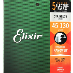 Elixir Strings 14777 Nanoweb Electric Bass 5 String  - .045-.130 Light Long Scale