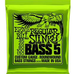 Ernie Ball 2836 Regular Slinky Nickel Wound Electric Bass Guitar Strings - .045-.130 5-string