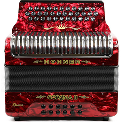 Hohner Corona II Xtreme Diatonic Accordion - Keys of G/C/F - Pearl Red