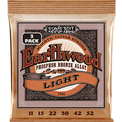 Ernie Ball 3548 Earthwood Phosphor Bronze Acoustic Guitar Strings - .011-.052 Light Factory (3-pack)