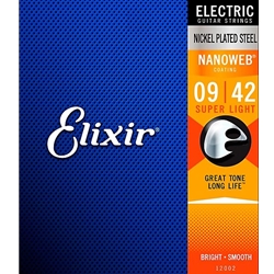 Elixir 12002 Nanoweb Electric Guitar Strings - .009-.042 Super Light