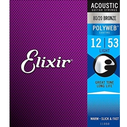 Elixir 11050 Polyweb 80/20 Bronze Acoustic Guitar Strings - .012-.053 Light